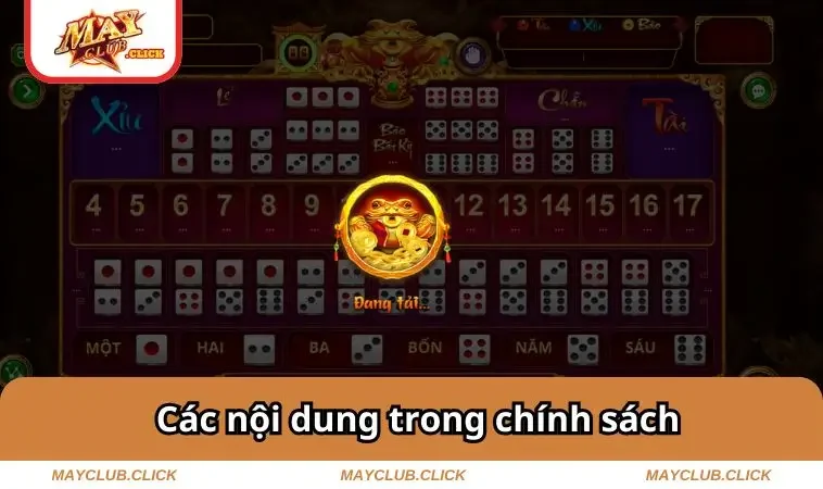 Điều Khoản Sử Dụng MAYCLUB 2 Các nội dung trong chính sách